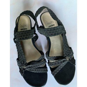 Impo Stretch Black Wedge Sandal Size 10 M